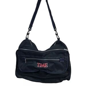 Time Magazine Bag Duffle Gym Travel Shoulder Blue Spell Out Carry On Blue